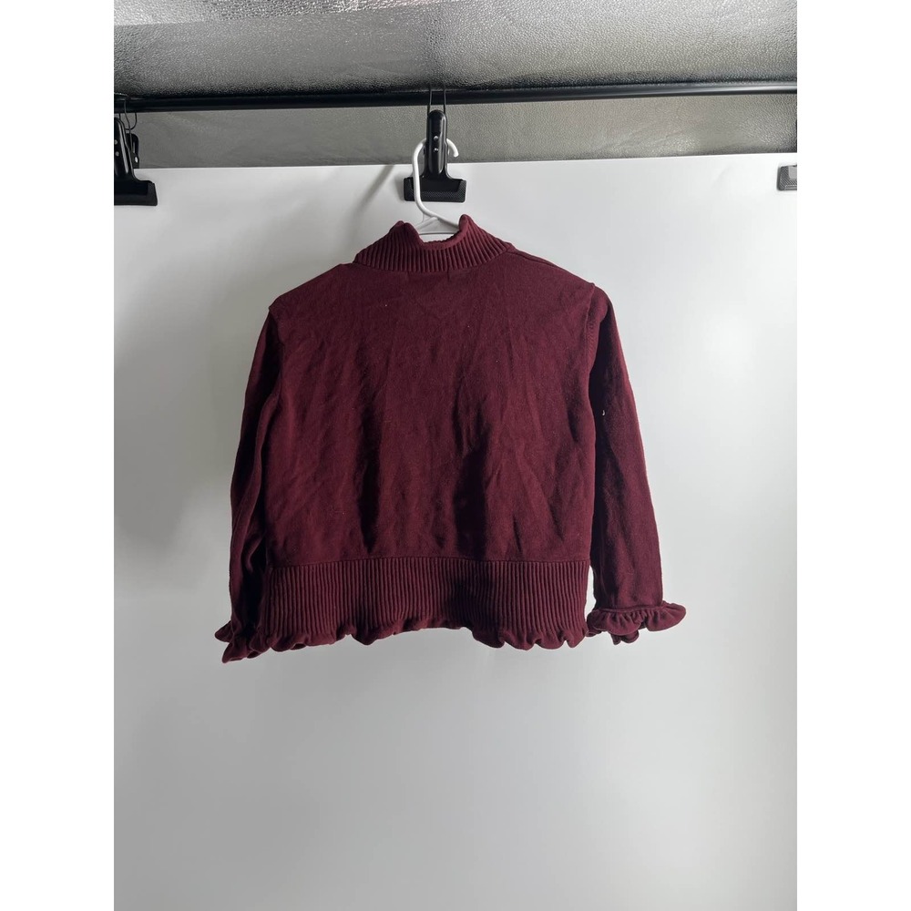 Dressbarn Women's‎ XL Maroon Ruffle Open Front Cardigan - Picture 2 of 2